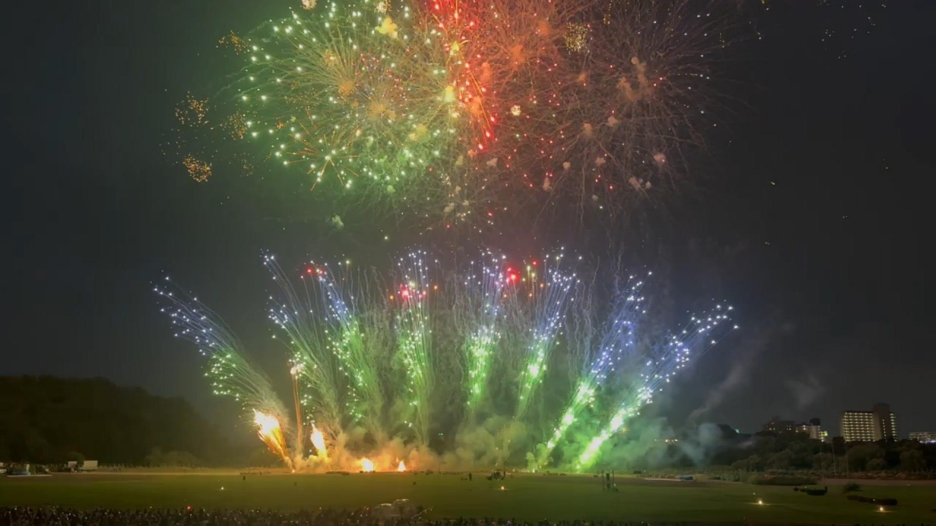 2024年第108回「足利花火大会」ドローンでの映像あり。Japanese fireworks drone footage